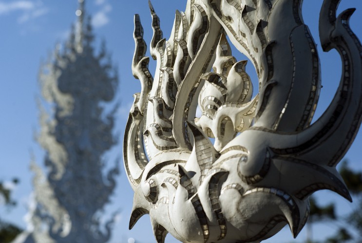 A detail of Wat Ron Khun in Chiang Rai, Thailand